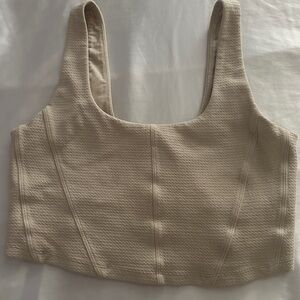 Aerie Cream Textured Crop Top